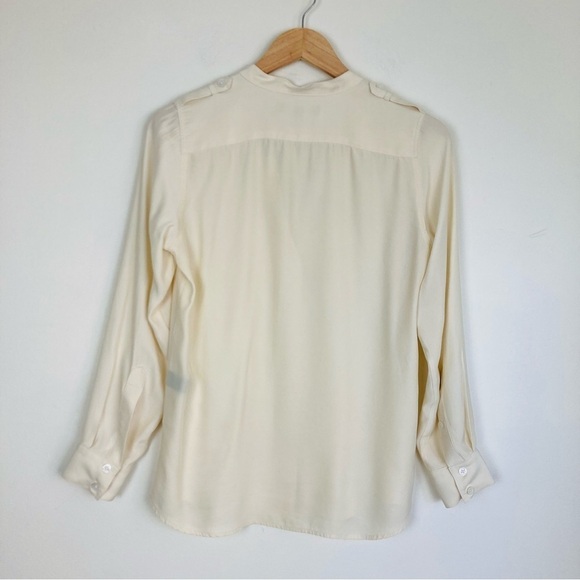 Elizabeth and James cream silk explorer button front shirt. Size Small. - Picture 2 of 5